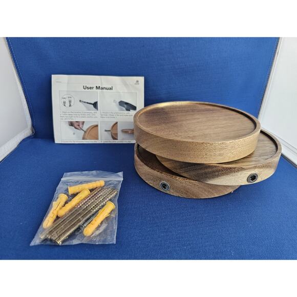 3-Pack Round Floating Shelves for Wall Decor, 6'' Diameter Beech Wood - Picture 1 of 5